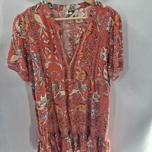 Jaase Orange Boho Australian Mini Dress Size XL